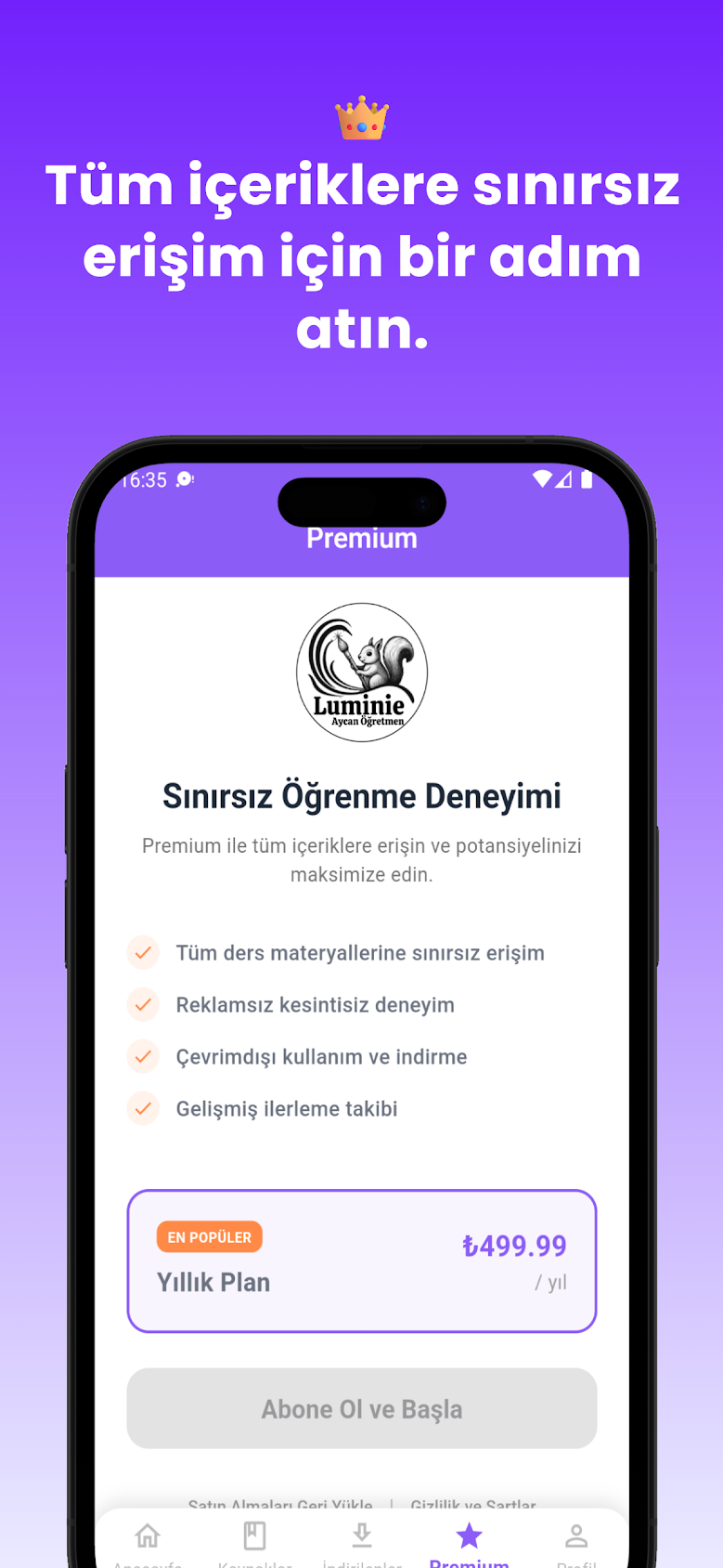 Luminie uygulamasında favoriler