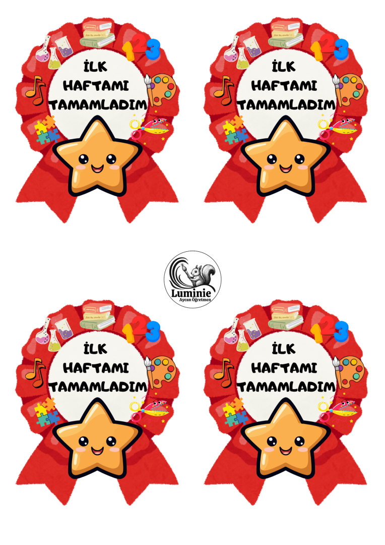 İlk Haftamı Tamamladım Rozet ve Sertifika