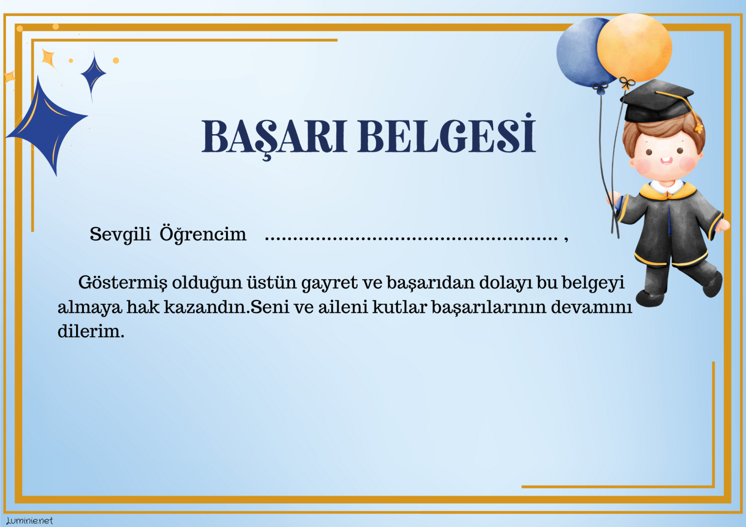 Mezuniyet Temalı Başarı Belgesi