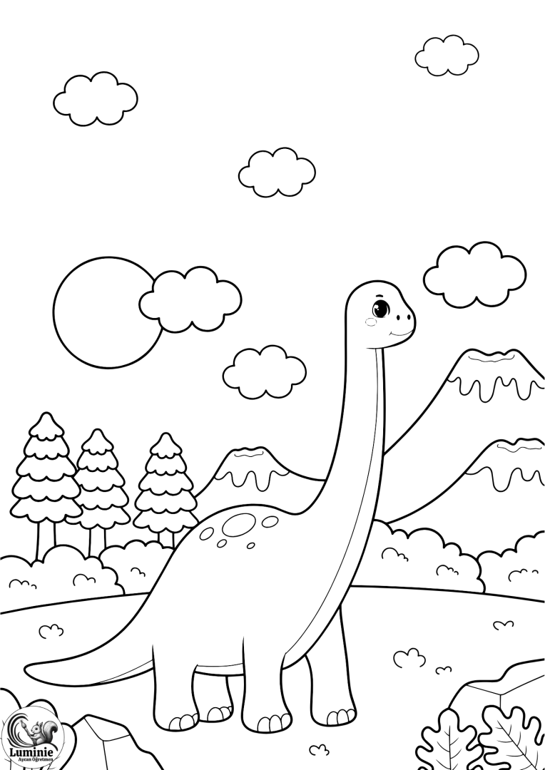 Dinozor Temalı Boyama Sayfaları